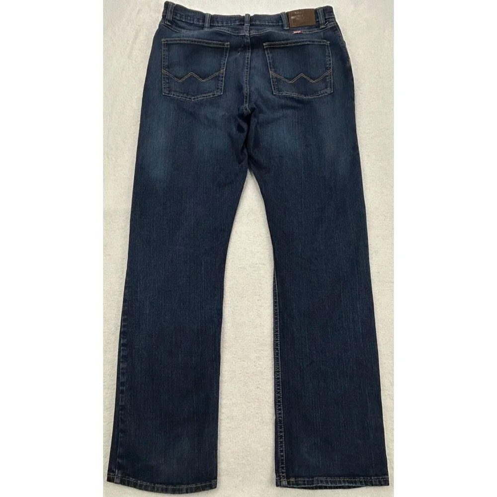 Wrangler Jeans Men 36x34(32) Blue Denim Whisker Straight Fit Cowboy Western READ